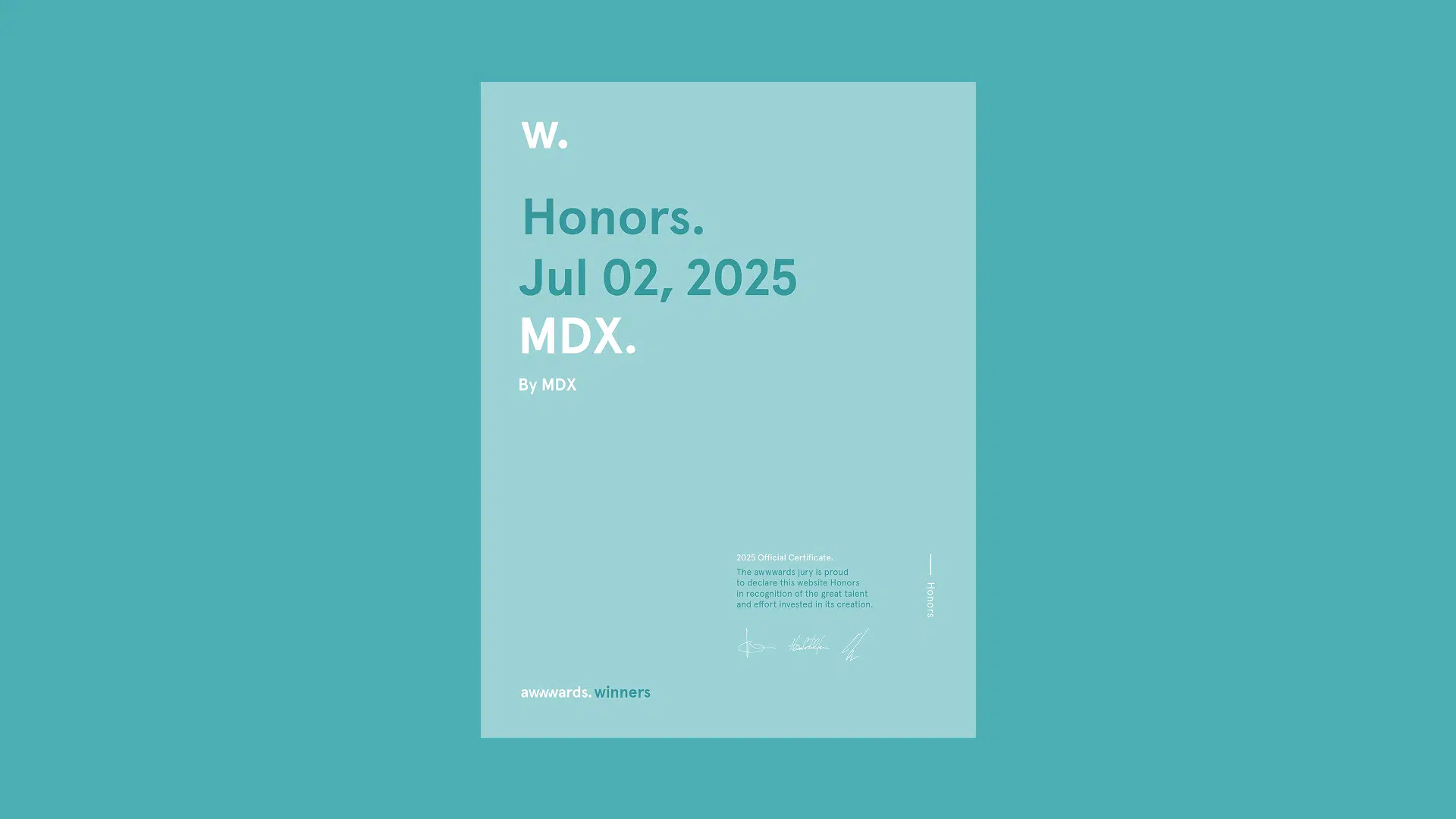 MDX Receives Awwwards Honorable Mention